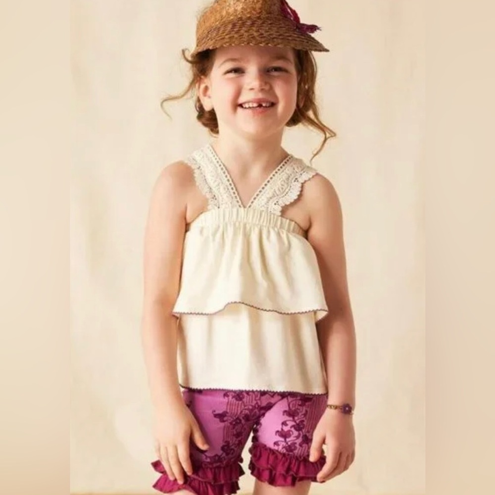 Matilda Jane Clothing Enchanted Garden Coconut Cotton Tank with Lace